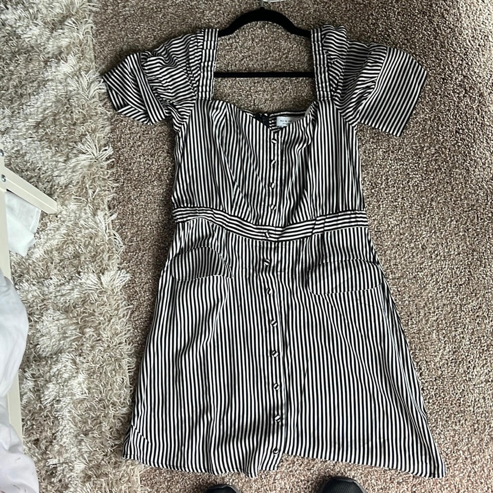 Black and white striped dress size medium